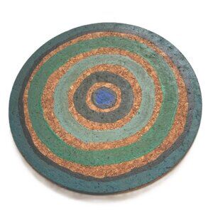 Cork Trivet Boho Bohemian Chic Hand Painted Round 7.5 inch Diameter